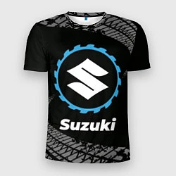 Мужская спорт-футболка Suzuki в стиле Top Gear со следами шин на фоне