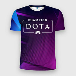 Мужская спорт-футболка Dota gaming champion: рамка с лого и джойстиком на