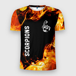 Футболка спортивная мужская Scorpions и пылающий огонь, цвет: 3D-принт