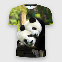 Футболка спортивная мужская Влюблённые панды, цвет: 3D-принт