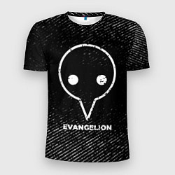 Мужская спорт-футболка Evangelion с потертостями на темном фоне
