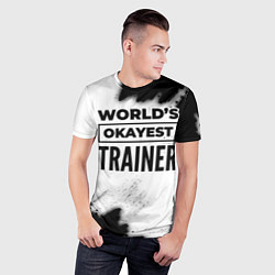 Футболка спортивная мужская Worlds okayest trainer - white, цвет: 3D-принт — фото 2