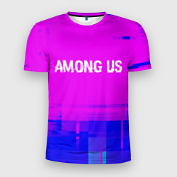 Мужская спорт-футболка Among Us glitch text effect: символ сверху