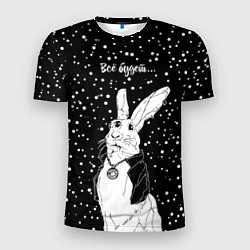 Мужская спорт-футболка Кролик черный маг - всё будет