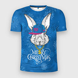 Футболка спортивная мужская Merry Christmas, rabbit in cap, цвет: 3D-принт