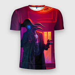 Мужская спорт-футболка Странный чумной доктор в стиле Cyberpunk