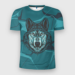 Мужская спорт-футболка Голова синего волка