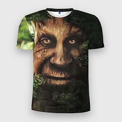 Мужская спорт-футболка Дерево с лицом мем Мудрое дерево