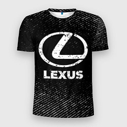 Мужская спорт-футболка Lexus с потертостями на темном фоне