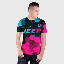 Футболка спортивная мужская Jeep - neon gradient: символ сверху, цвет: 3D-принт — фото 2