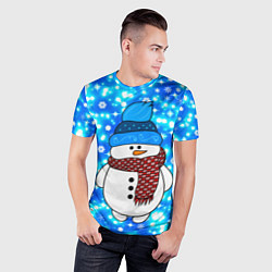 Футболка спортивная мужская Снеговик в шапке, цвет: 3D-принт — фото 2
