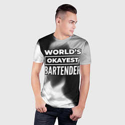 Футболка спортивная мужская Worlds okayest bartender - dark, цвет: 3D-принт — фото 2