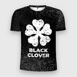 Мужская спорт-футболка Black Clover с потертостями на темном фоне