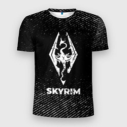 Мужская спорт-футболка Skyrim с потертостями на темном фоне