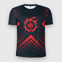 Мужская спорт-футболка Красный символ Final Fantasy на темном фоне со стр
