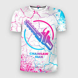 Мужская спорт-футболка Chainsaw Man neon gradient style