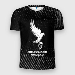 Мужская спорт-футболка Hollywood Undead с потертостями на темном фоне