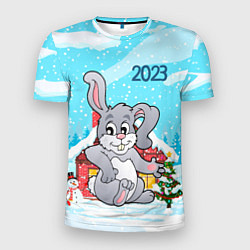 Футболка спортивная мужская Кролик 2023 новый год, цвет: 3D-принт