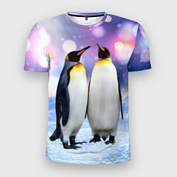Мужская спорт-футболка Пингвины на снегу