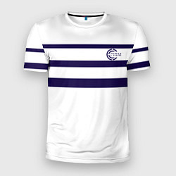 Мужская спорт-футболка FIRM белая с синими полосами