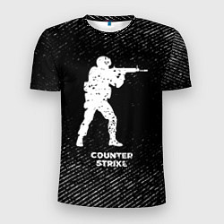 Футболка спортивная мужская Counter Strike с потертостями на темном фоне, цвет: 3D-принт