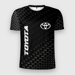 Футболка спортивная мужская Toyota карбоновый фон, цвет: 3D-принт