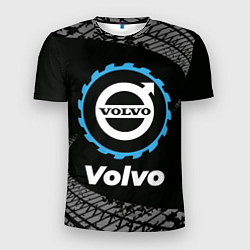 Мужская спорт-футболка Volvo в стиле Top Gear со следами шин на фоне