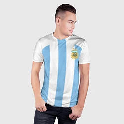 Футболка спортивная мужская Сборная Аргентины ЧМ 2022, цвет: 3D-принт — фото 2