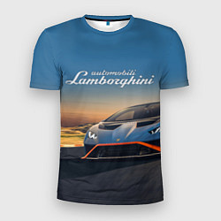 Футболка спортивная мужская Lamborghini Huracan STO - car racing, цвет: 3D-принт