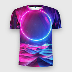 Футболка спортивная мужская Круг и разноцветные кристаллы - vaporwave, цвет: 3D-принт