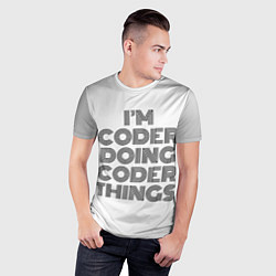 Футболка спортивная мужская Im doing coder things: на светлом, цвет: 3D-принт — фото 2