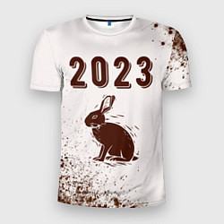 Мужская спорт-футболка 2023 Кролик силуэт на светлом