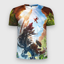 Мужская спорт-футболка Битва с машиной Horizon call of the mountain