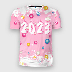 Футболка спортивная мужская White and pink 2023, цвет: 3D-принт