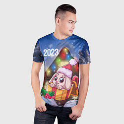 Футболка спортивная мужская Новогодний зайчик у елочки, цвет: 3D-принт — фото 2