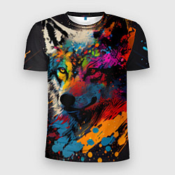 Мужская спорт-футболка Волк, яркие цвета