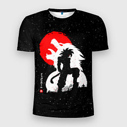 Мужская спорт-футболка Dragon Ball красная луна и Гоку