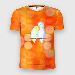 Мужская спорт-футболка Пара влюбленных попугаев