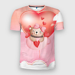Мужская спорт-футболка Мишка в чашке с сердечком