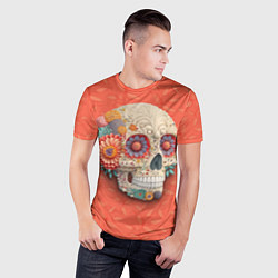 Футболка спортивная мужская Череп в стиле квиллинга, цвет: 3D-принт — фото 2