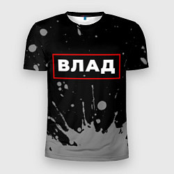 Мужская спорт-футболка Влад - в красной рамке на темном