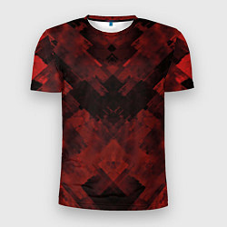 Футболка спортивная мужская Полосы красные и чёрные, цвет: 3D-принт
