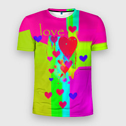 Мужская спорт-футболка Love сердечки
