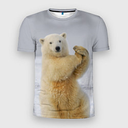 Мужская спорт-футболка Белый медведь разминается