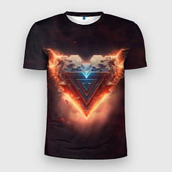 Мужская спорт-футболка Каменное сердце в неоновом красном электрическом с