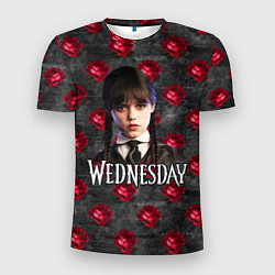 Футболка спортивная мужская Уэнсдэй розы, цвет: 3D-принт