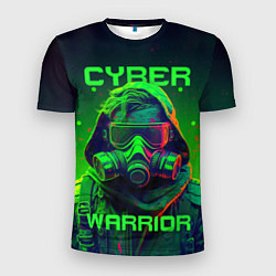 Мужская спорт-футболка Кибер воин в стиле киберпанк