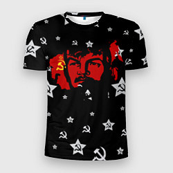 Мужская спорт-футболка Ленин на фоне звезд