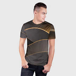 Футболка спортивная мужская Золотой линейный фон, цвет: 3D-принт — фото 2