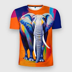 Футболка спортивная мужская Слон красочный, цвет: 3D-принт